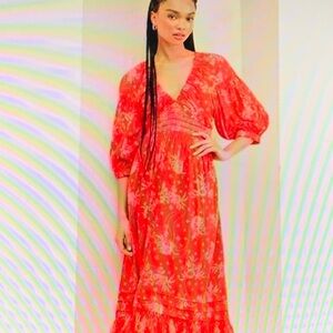 Free People Red Floral Maxi Dress